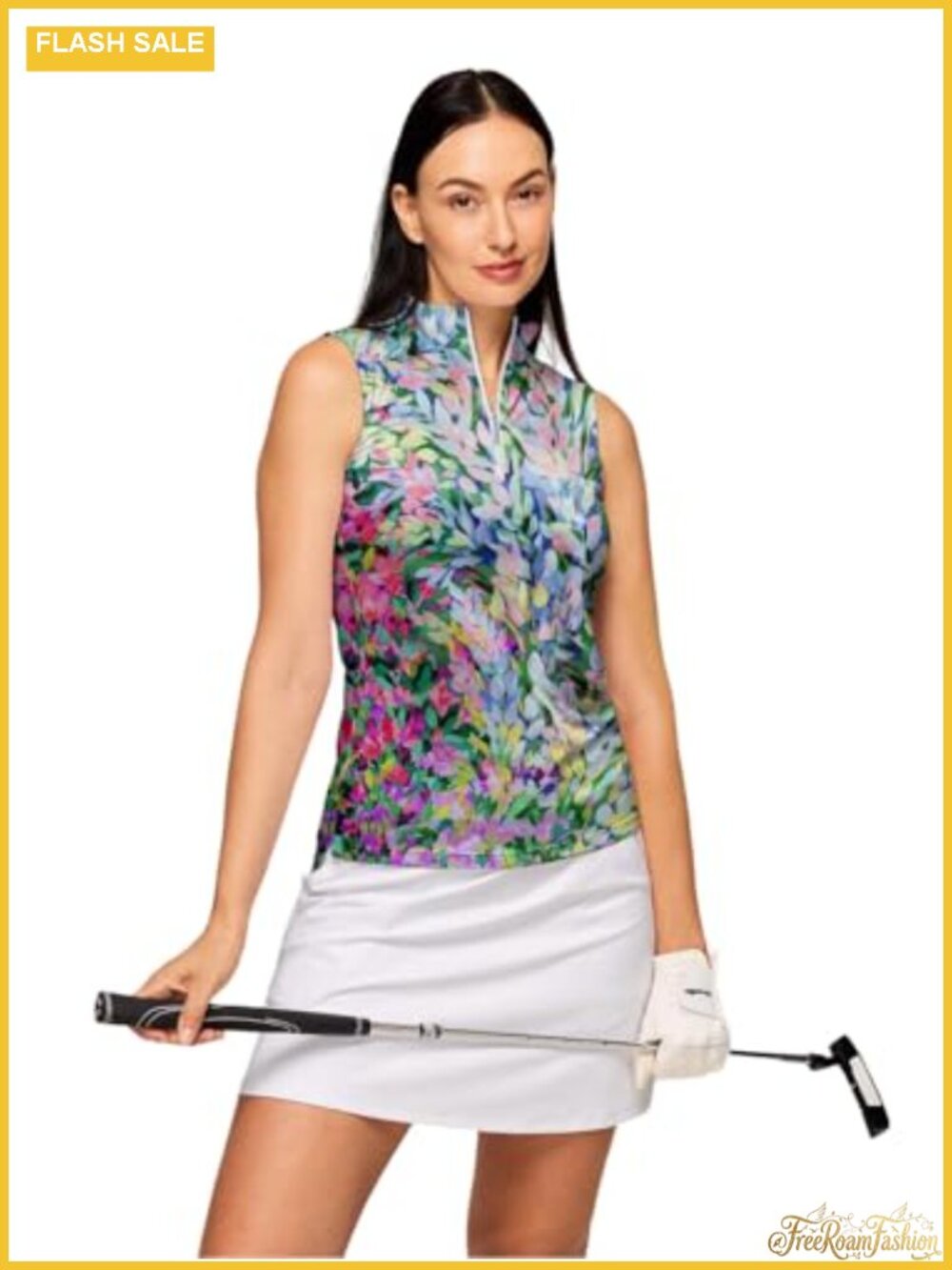 Women's Sleeveless Golf Polo Quarter Zip Quick Dry Stand Collar Workout Top